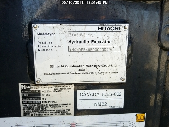 2018 Hitachi ZX85-5