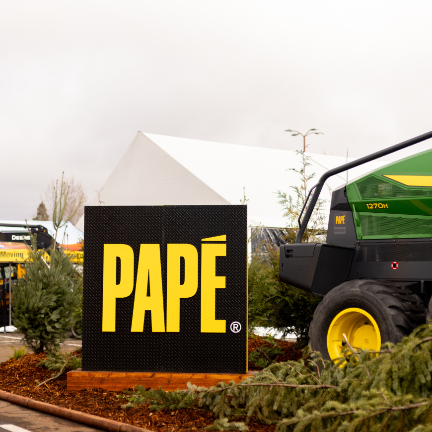 Papé Kenworth trucks and Papé Machinery construction & forestry equipment display at the 2026 Oregon Logging Conference in Eugene, Oregon
