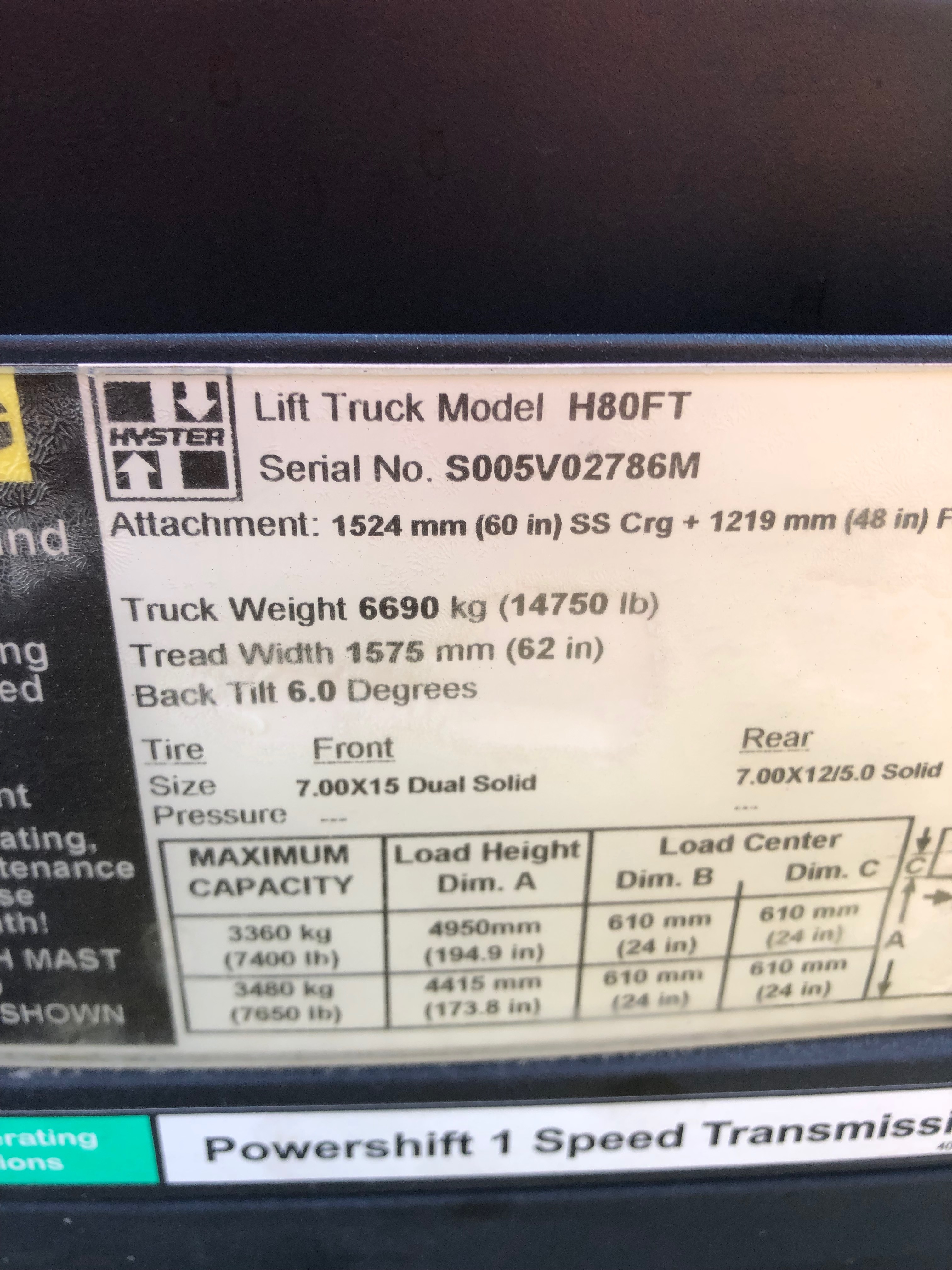 2014 Hyster H80FT
