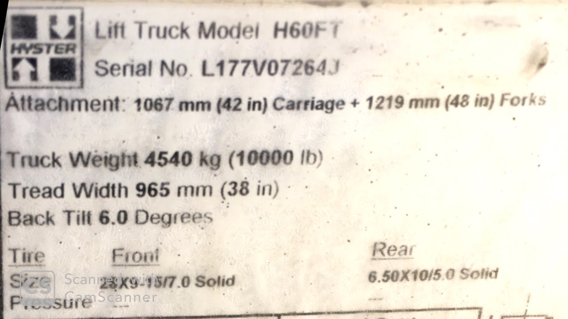 2011 Hyster H60FT