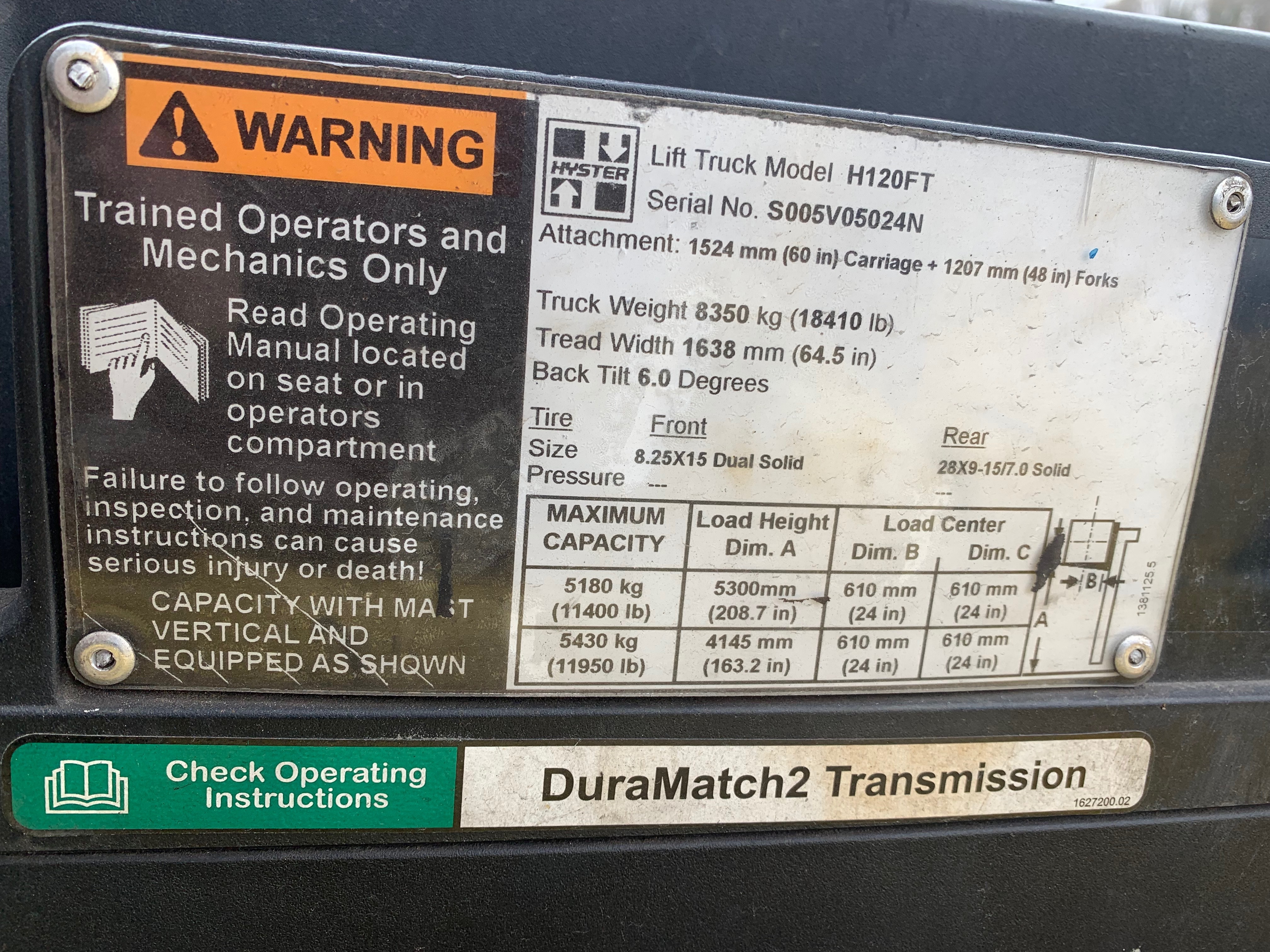 2015 Hyster H120FT